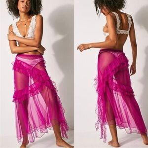 Boho festival maxi skirt tulle slip